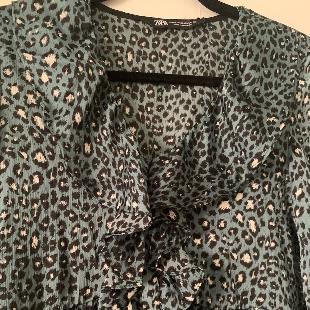 Zara Leopard Print Ruffle Dress - Picture 2 of 3